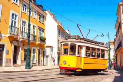 Tranvu00eda amarillo en Lisboa